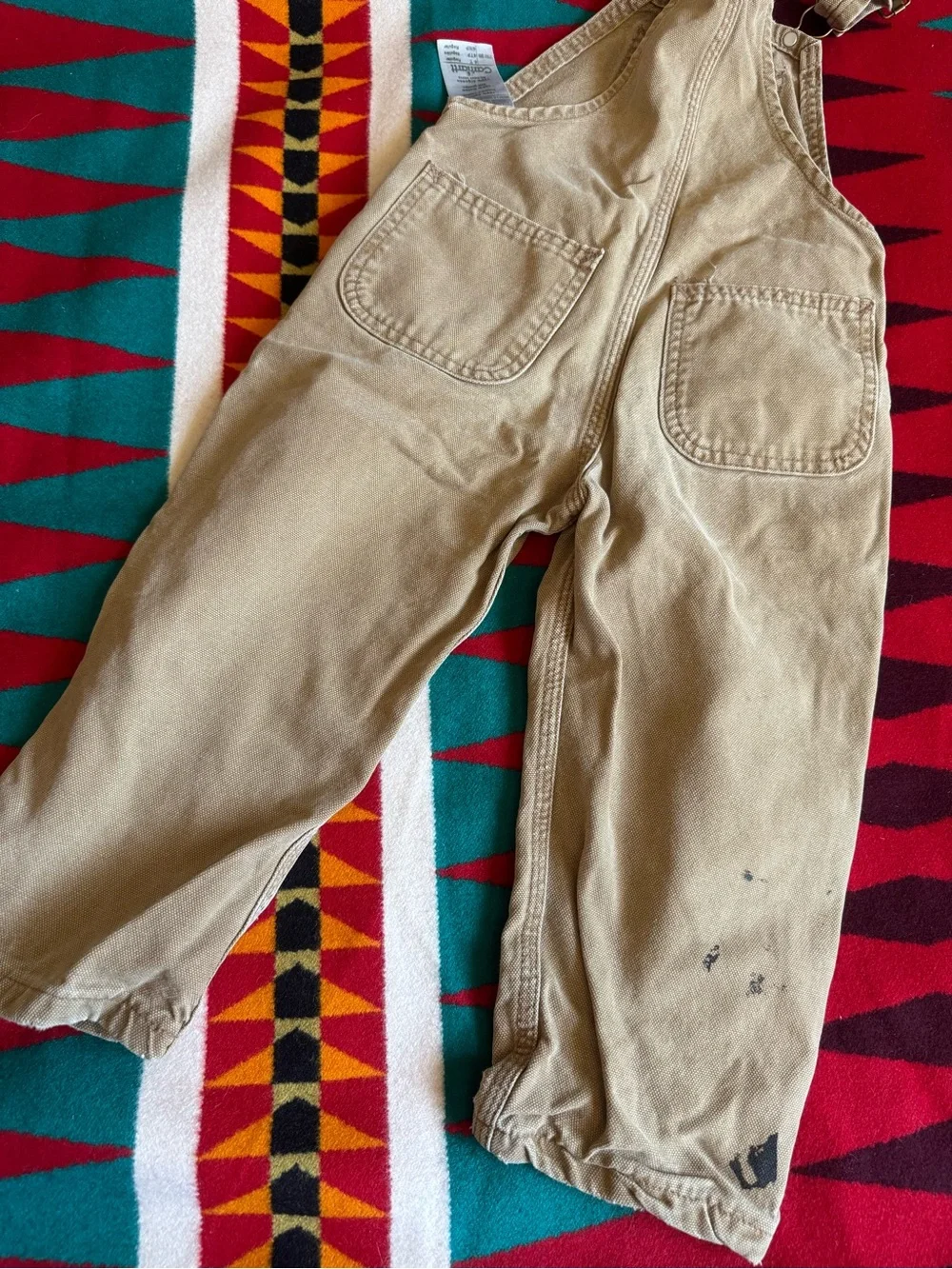 Carhartt Kids Tan Canvas Overalls - Distressed